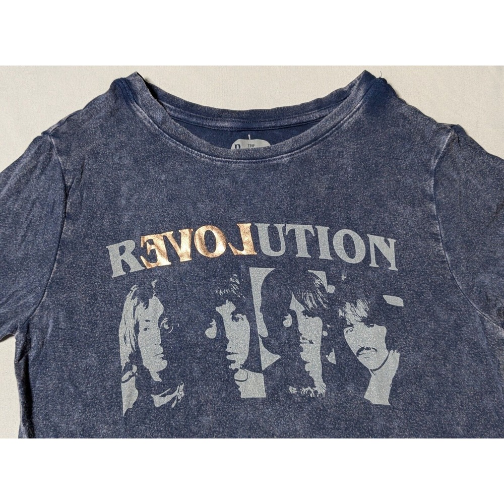 THE BEATLES REVOLUTION Juniors M (7-8) Blue Rayon Stretch Graphic T-Shirt NEW - Picture 3 of 12